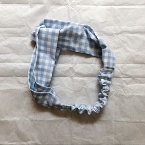 blue and white gingham turban headband